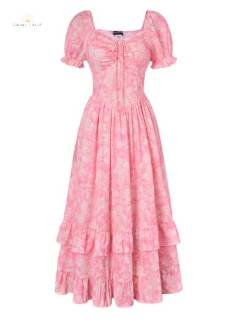 Floral Maxi Dress Puff Sleeve Corset Waist Sweetheart Neck Smocked Back Pockets